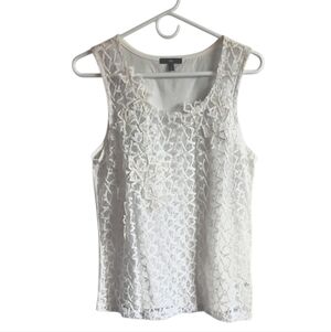 GAP NWOT Ivory Lace And Cotton Knit Tank Top Sheer Front M